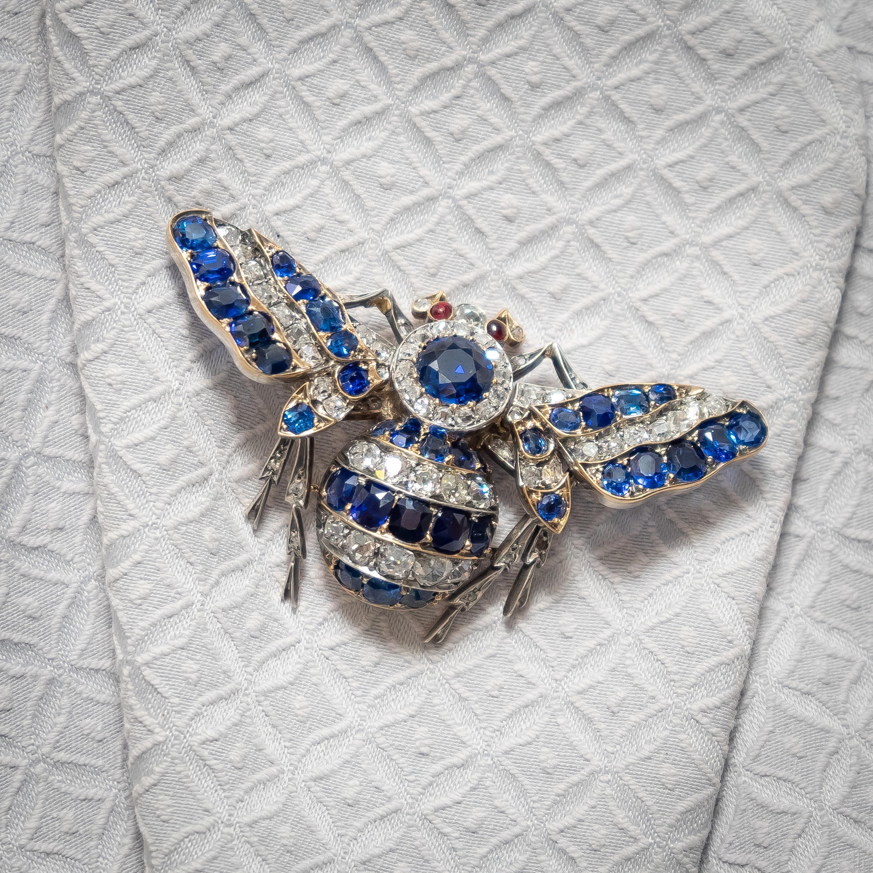 Antique Sapphire and Diamond Bee Brooch, circa 1880 1