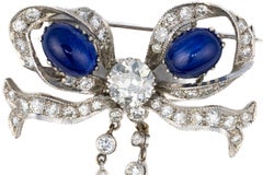 Antique Sapphire and Diamond Bow Brooch