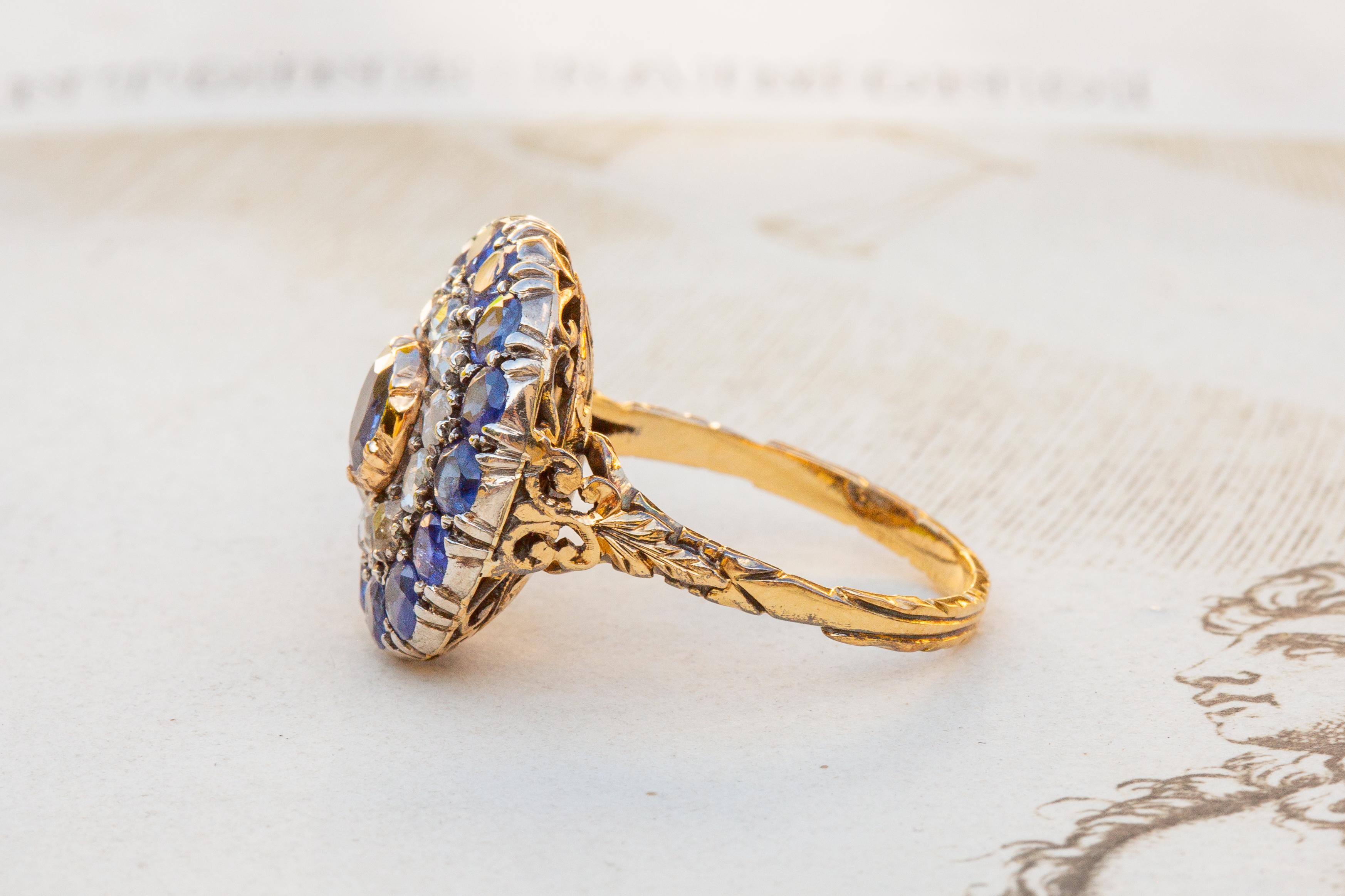 vintage sapphire cluster ring
