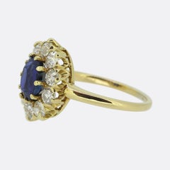 Antique Sapphire and Diamond Cluster Ring