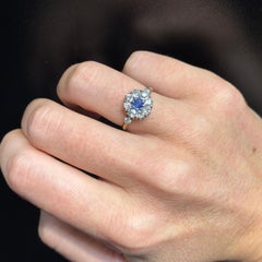 Antique Sapphire And Diamond Cluster Ring