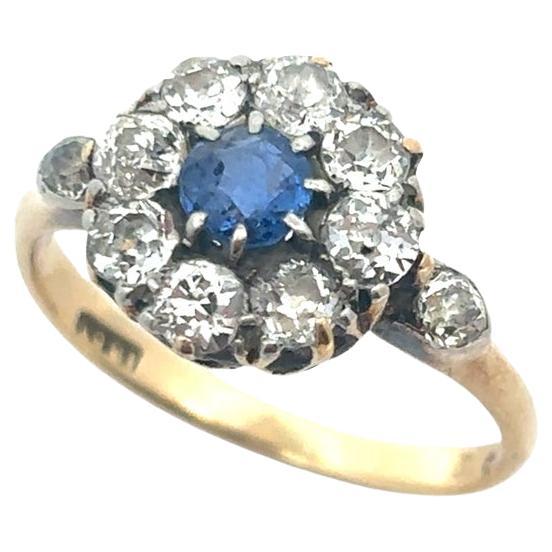 Antique Sapphire And Diamond Cluster Ring