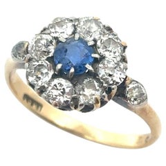 Antique Sapphire And Diamond Cluster Ring