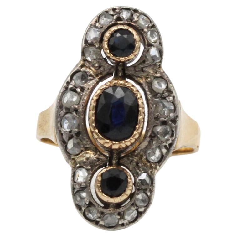 Antique Sapphire and Diamond Cluster Ring, French, Late 19th Century