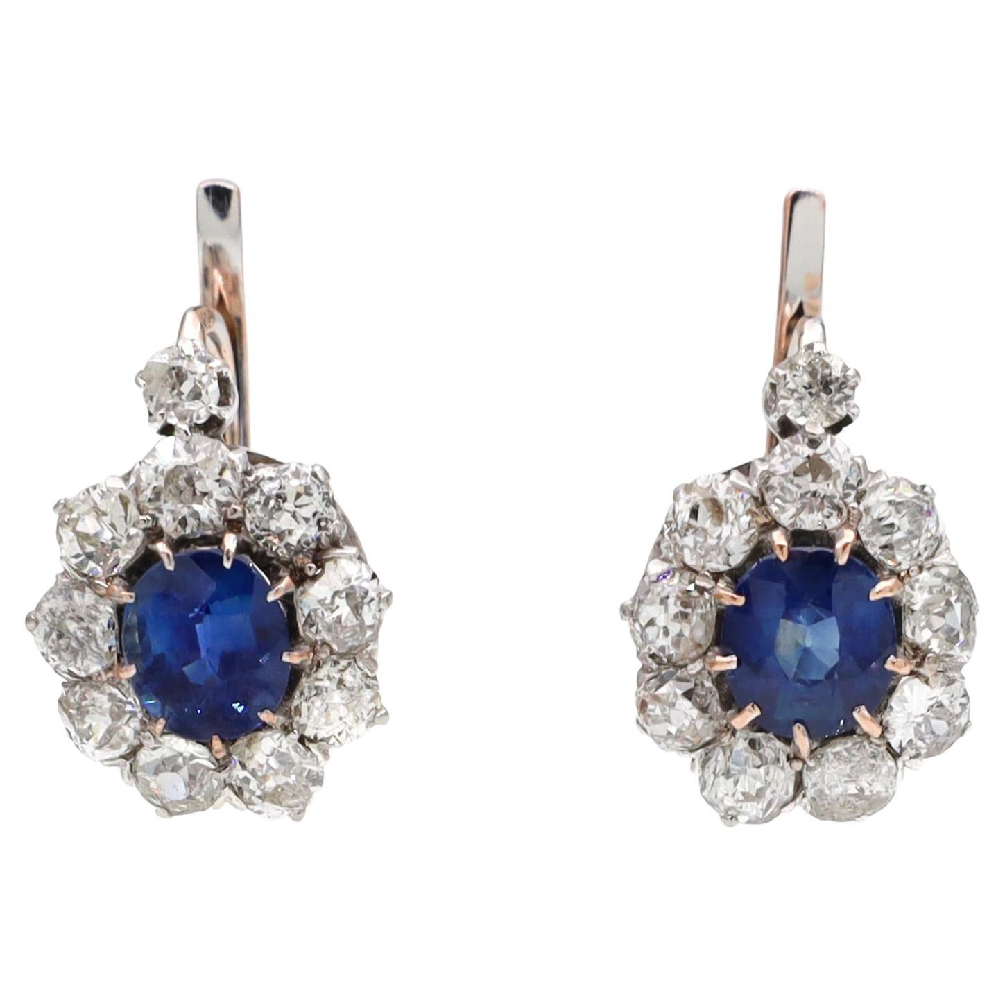 French 1930s Diamond cluster drop earrings For Sale at 1stDibs