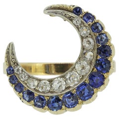 Antiker Saphir- und Diamant-Halbmondring