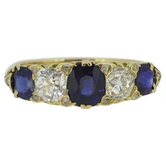Antique Sapphire and Diamond Five Stone Ring