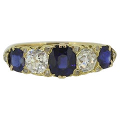 Antique Sapphire and Diamond Five Stone Ring
