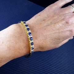 Antique Sapphire and Diamond Gold Bangle, Circa 1900s, Victorian/Edwardian