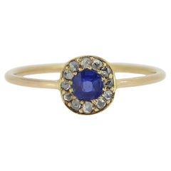 Antique Sapphire and Diamond Halo Ring