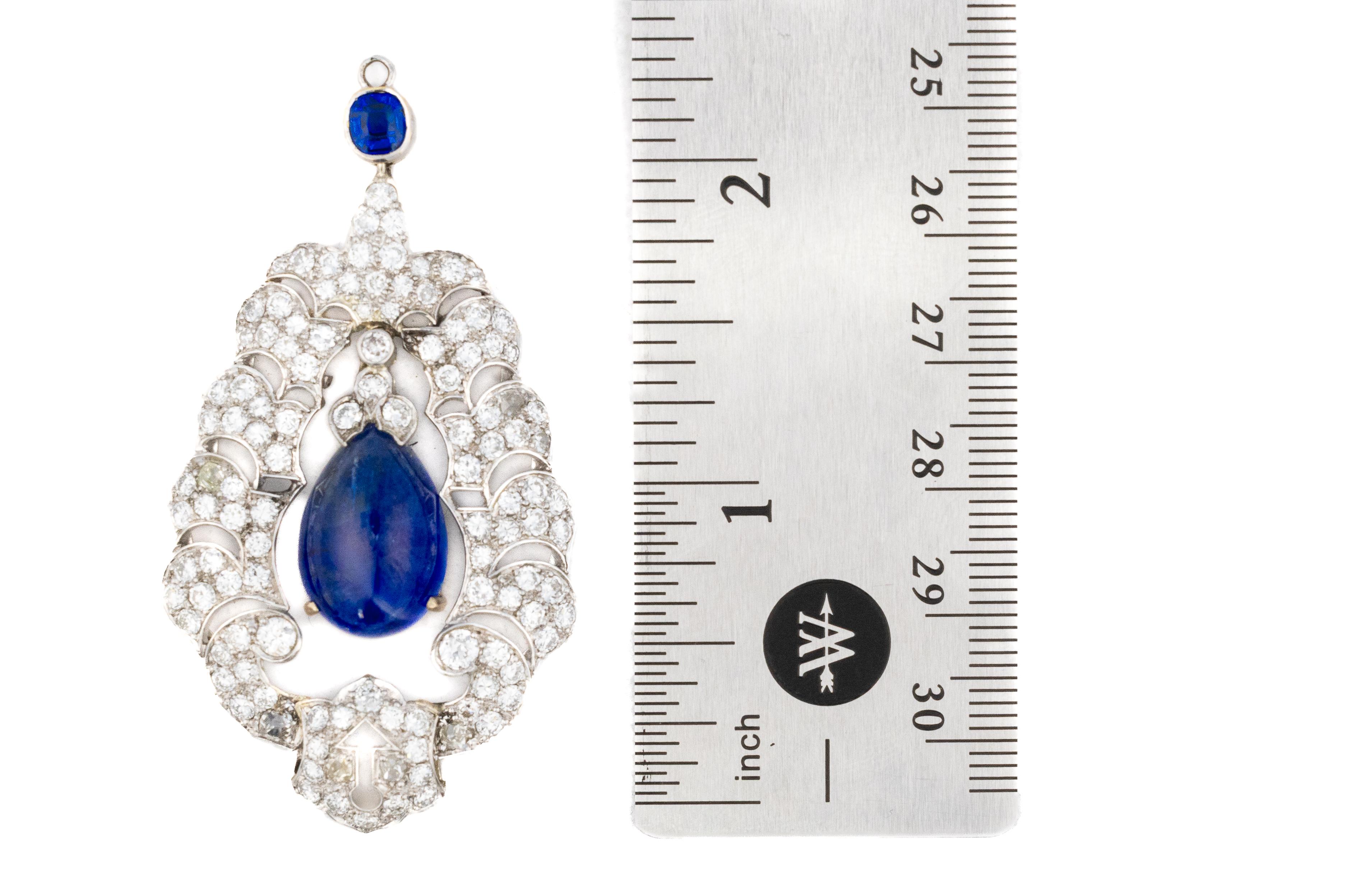 Taille ronde Pendentif ancien en saphir et diamants en vente