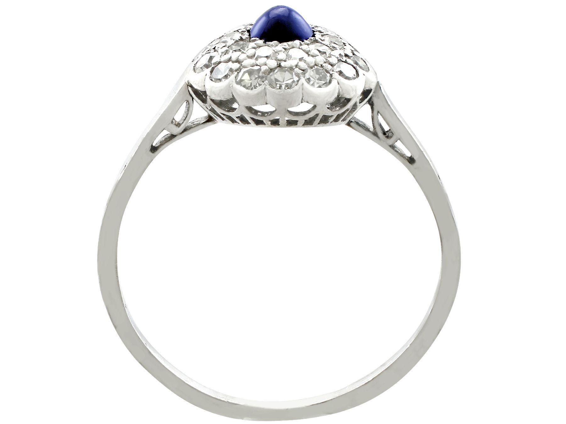 1920s Sapphire and Diamond Platinum Cluster Ring In Excellent Condition For Sale In Jesmond, Newcastle Upon Tyne