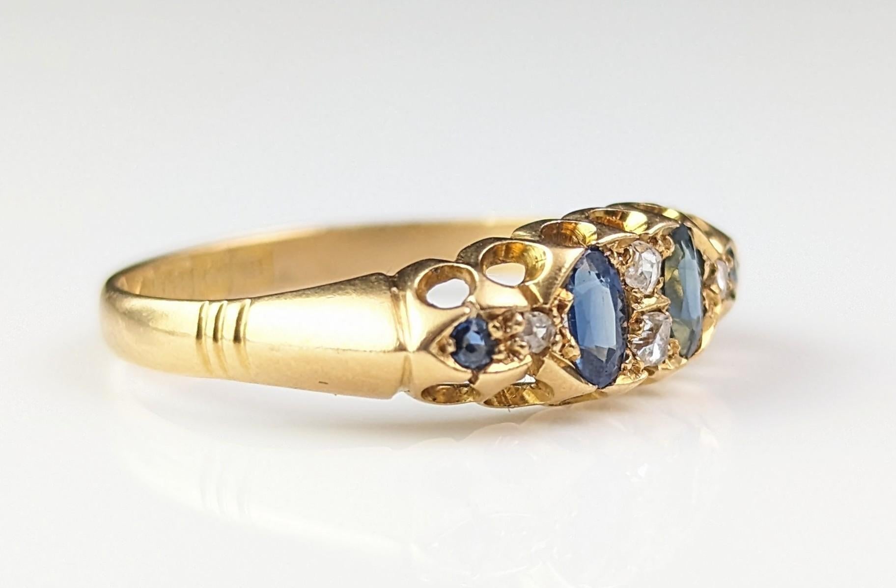 Antique Sapphire and Diamond ring, 18k gold, Edwardian  For Sale 5