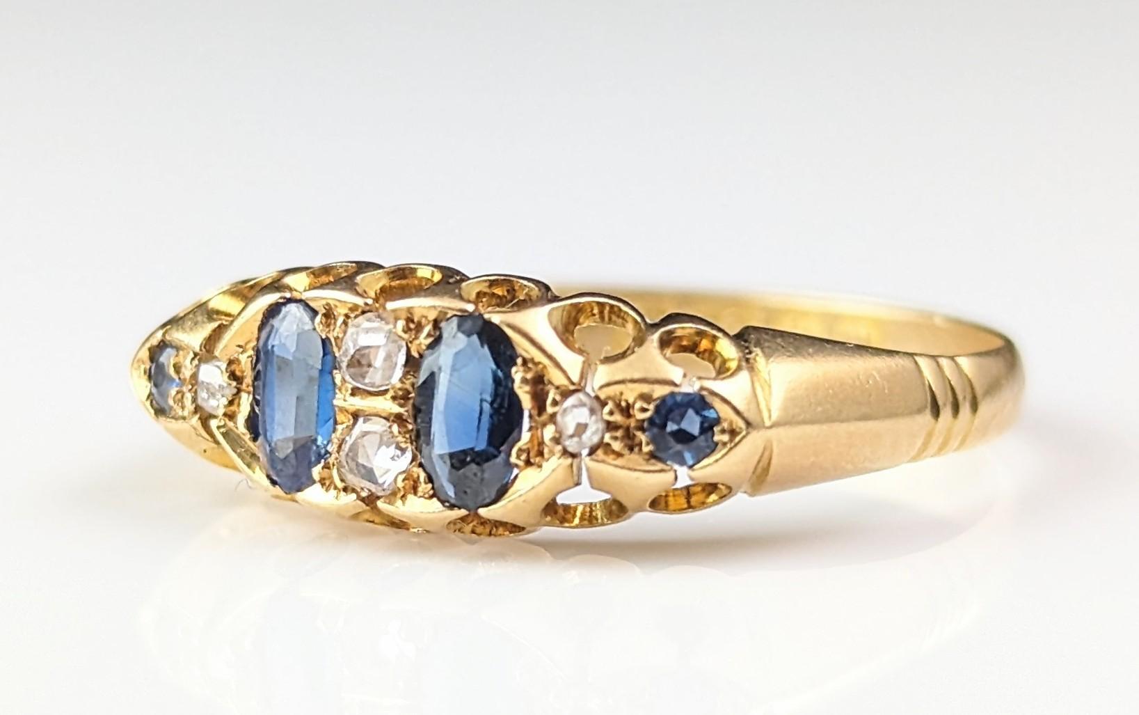 Antique Sapphire and Diamond ring, 18k gold, Edwardian  For Sale 10