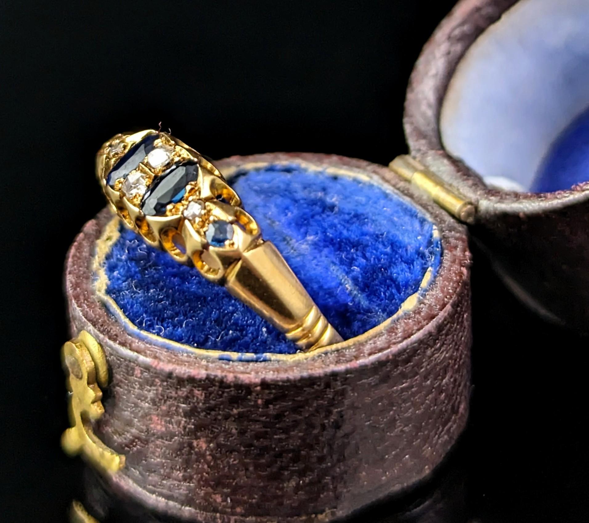 Antiker Saphir- und Diamantring, 18 Karat Gold, edwardianisch  im Angebot 1