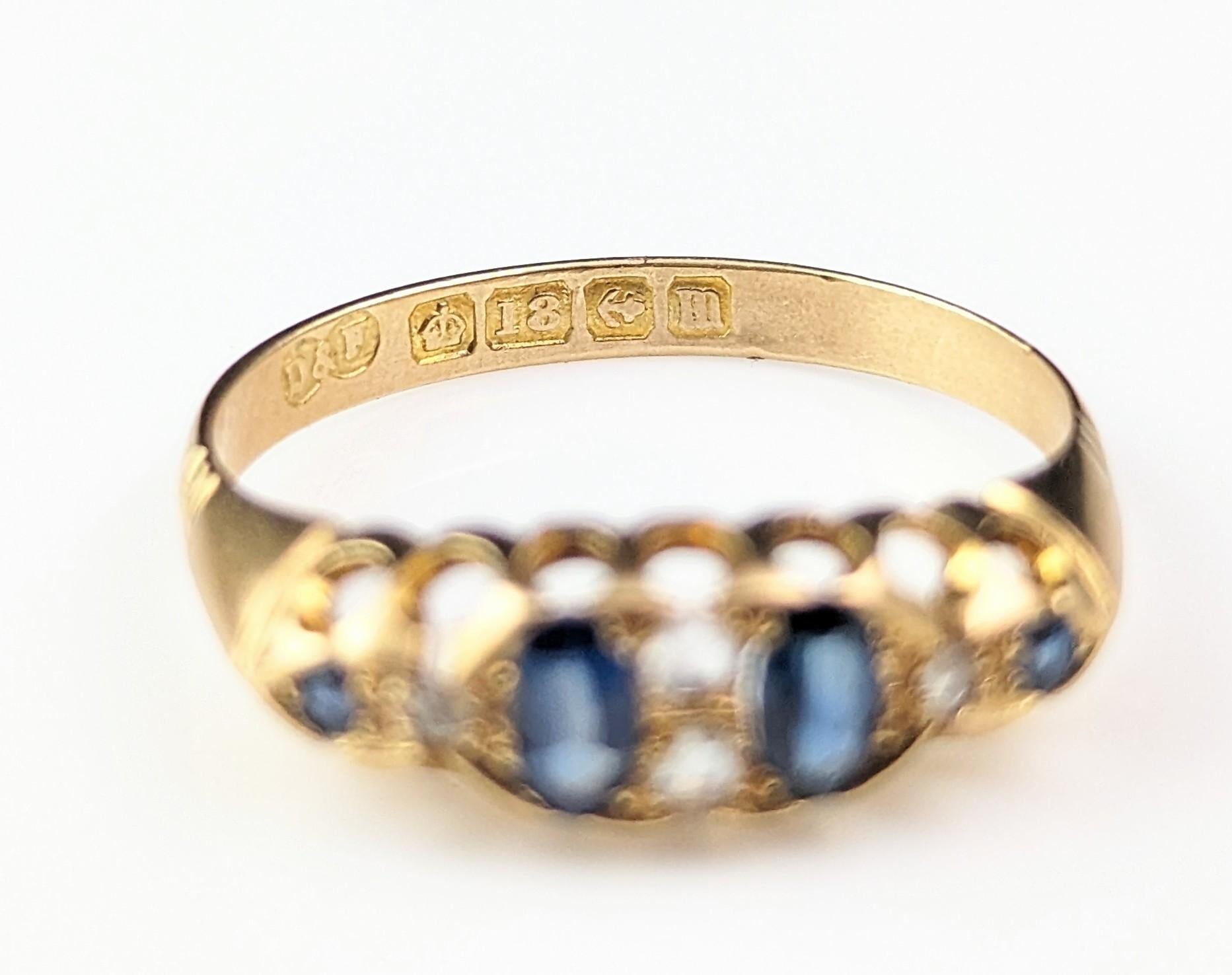 Antique Sapphire and Diamond ring, 18k gold, Edwardian  For Sale 2