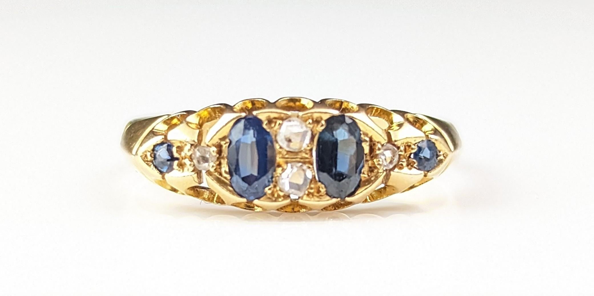 Antique Sapphire and Diamond ring, 18k gold, Edwardian  For Sale 3