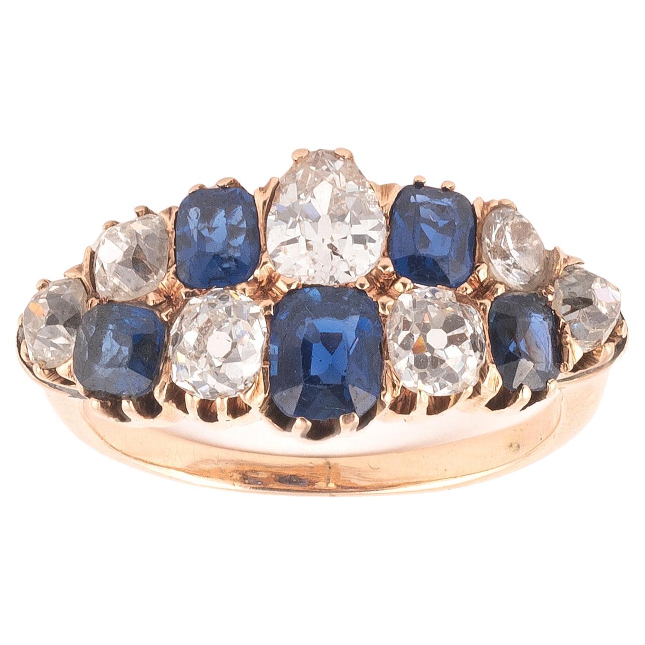 Antique Sapphire and Diamond Ring For Sale