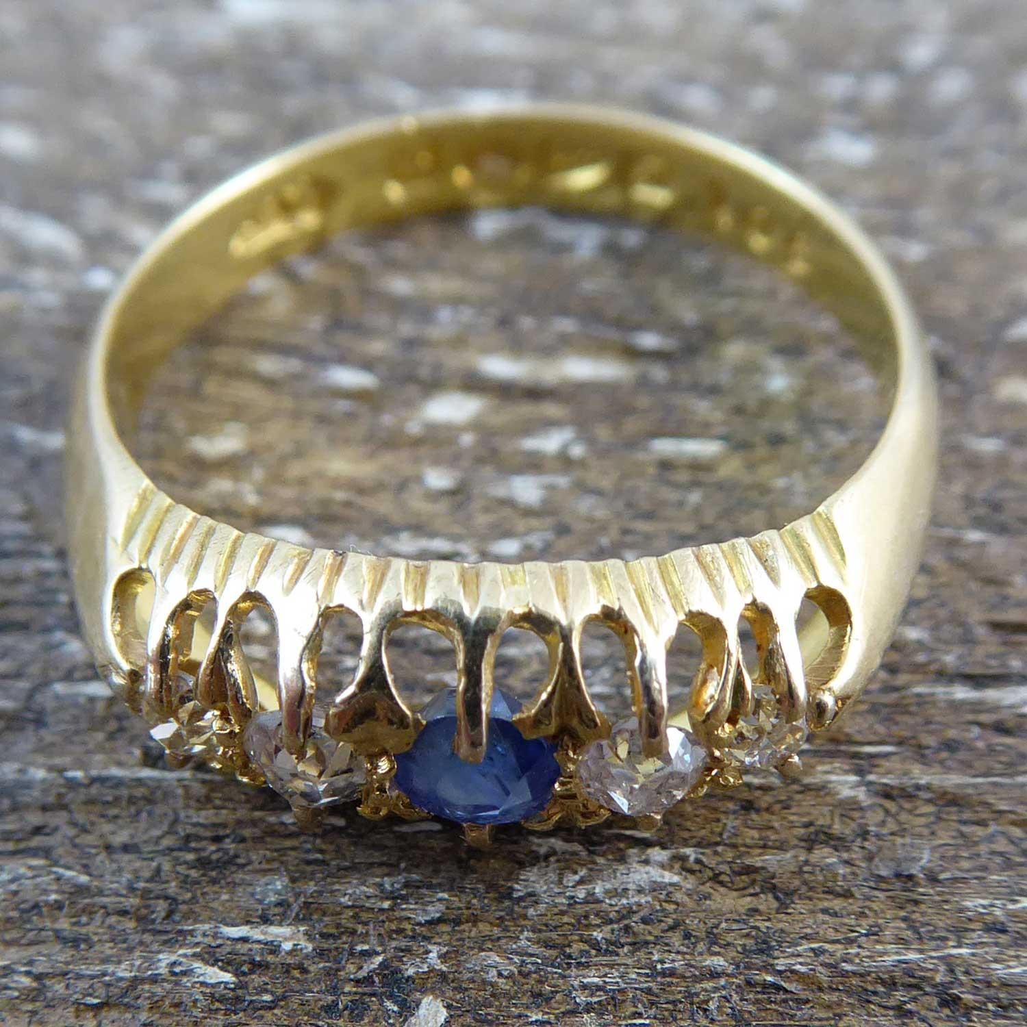 Antique Sapphire and Diamond Ring Hallmarked Chester, 1915 1