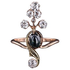 Antique Sapphire and Diamond Ring of 14k Gold
