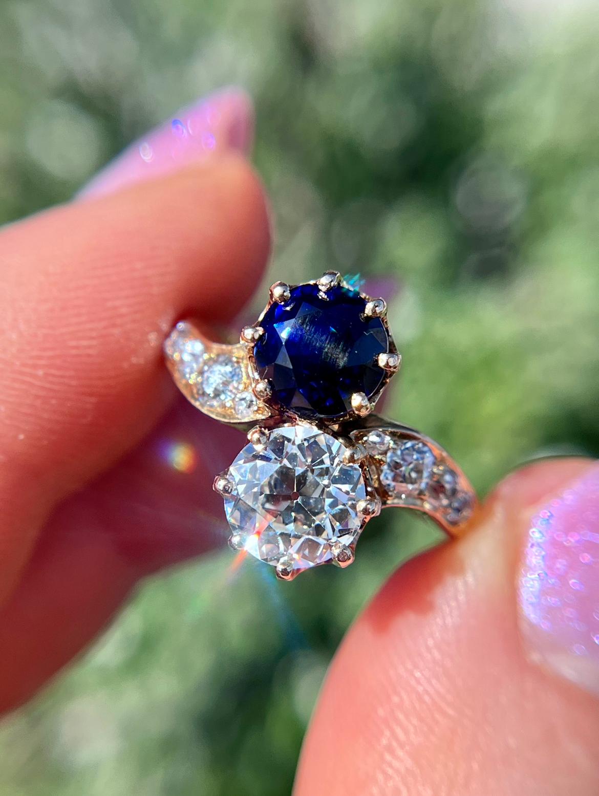 A romantic gesture and beautiful piece of jewelry rolled into one, the toi et moi ring came to significance in 1796 when Napoleon gifted Josphine a diamond and sapphire ring with the stones set side my side. Meaning “you and me” in French, the