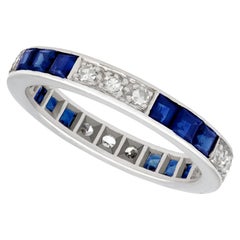 Antique Sapphire and Diamond White Gold Full Eternity Ring