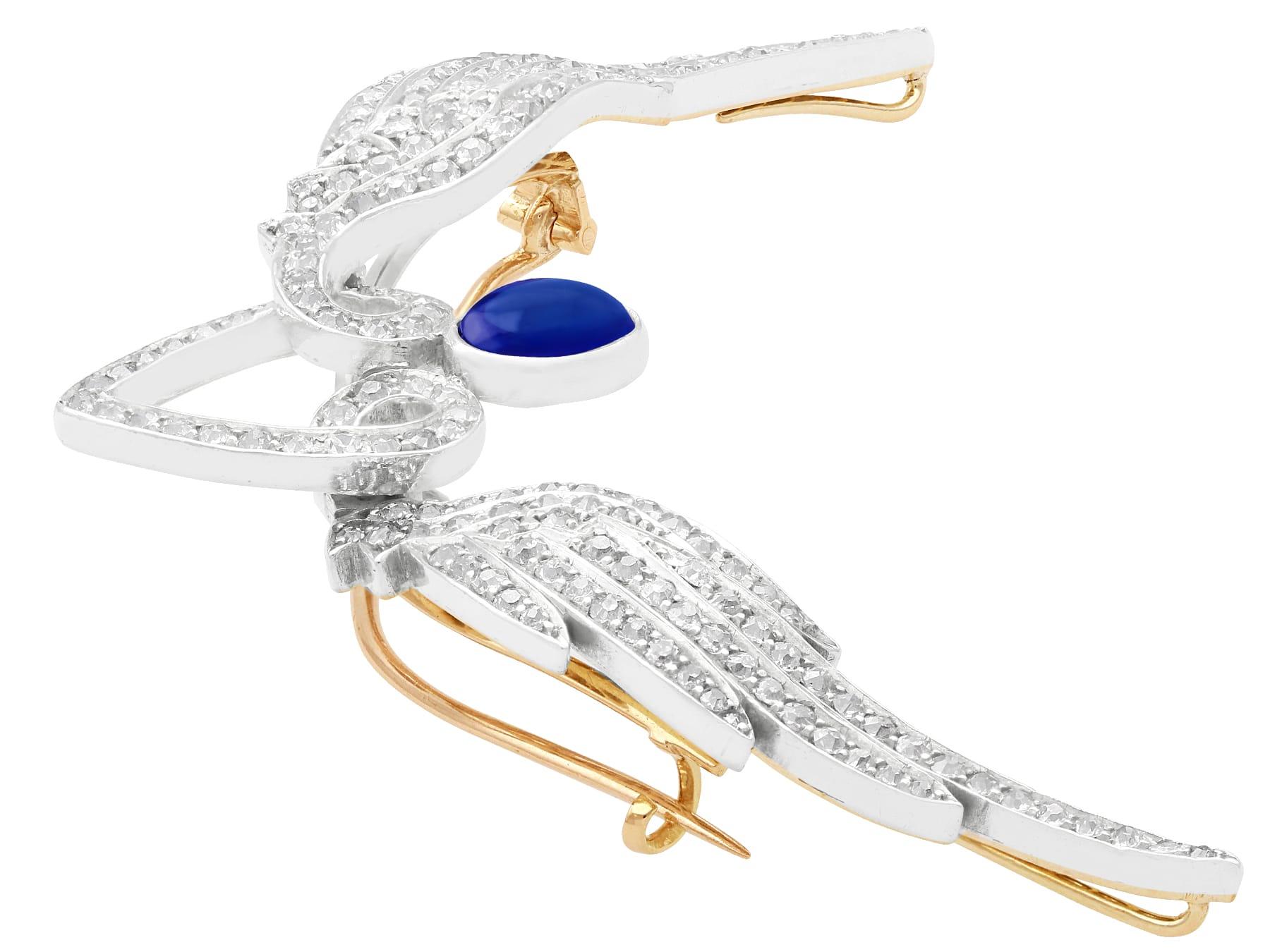 Cabochon Antique Sapphire and Diamond Yellow Gold Brooch / Pendant For Sale
