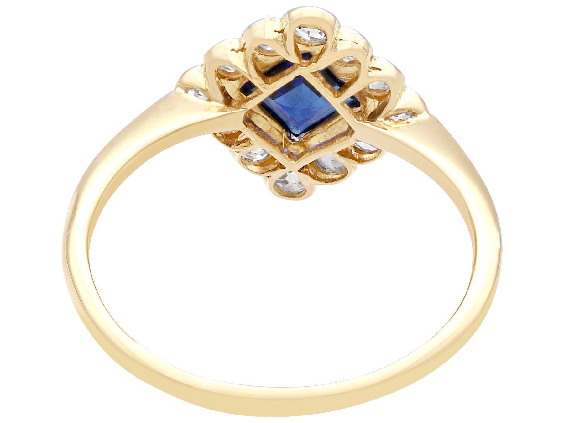 Antique Sapphire and Diamond Yellow Gold Cocktail Engagement Ring Circa 1925 In Excellent Condition For Sale In Jesmond, Newcastle Upon Tyne