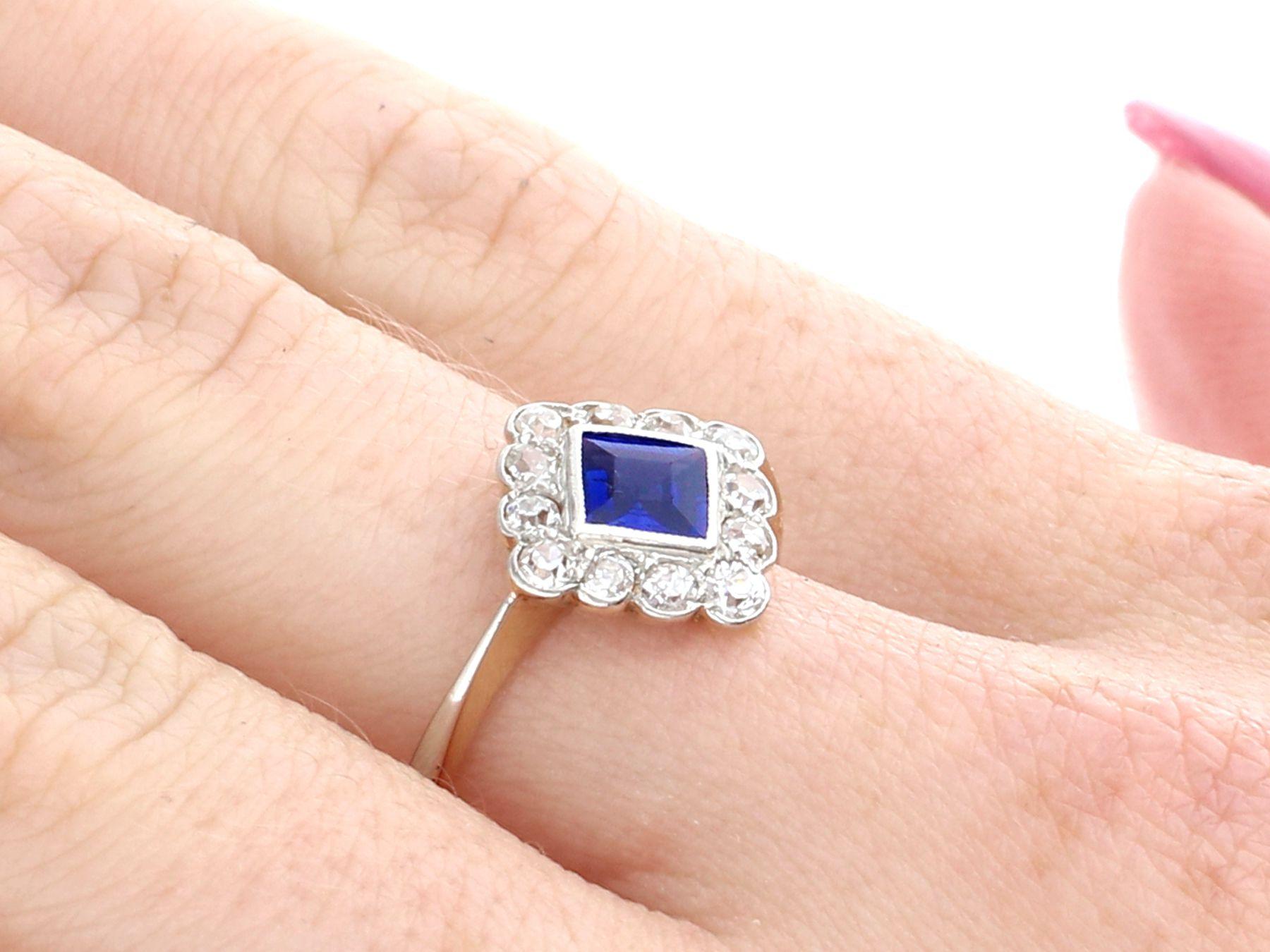 1920s Sapphire and Diamond Yellow Gold Cocktail Engagement Ring For Sale 2