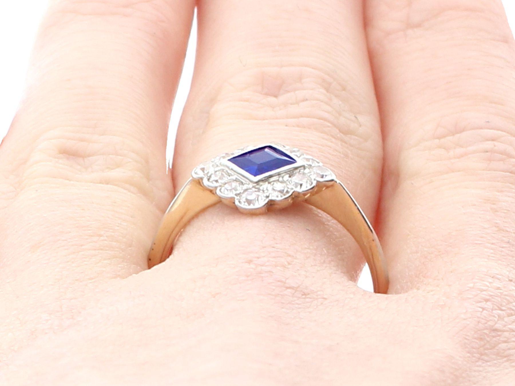 1920s Sapphire and Diamond Yellow Gold Cocktail Engagement Ring For Sale 3