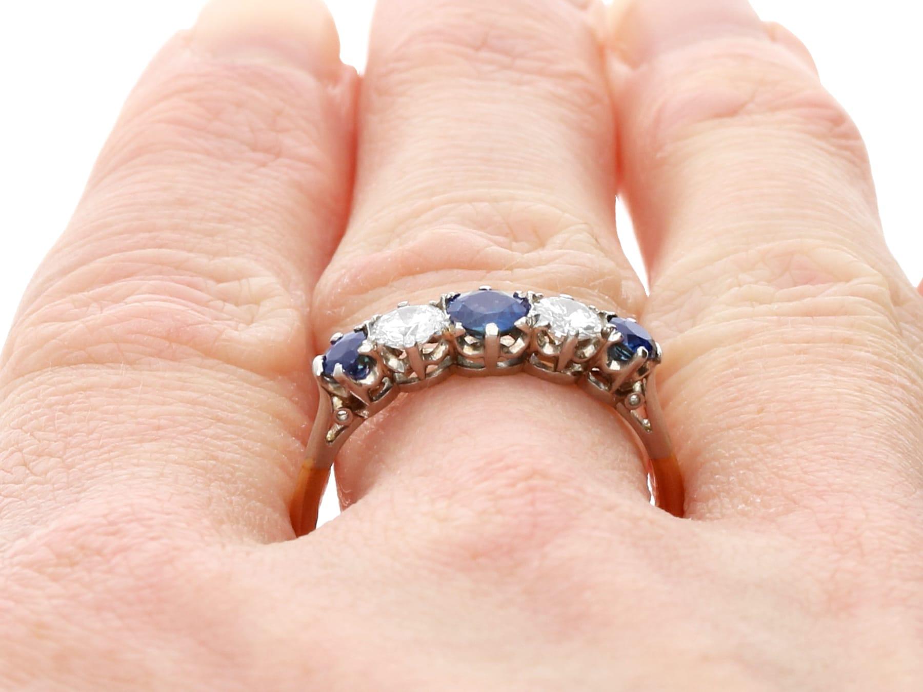 Antique Sapphire and Diamond Yellow Gold Cocktail Ring For Sale 4