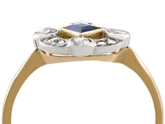 Antique Sapphire and Diamond Cocktail Ring in 18k Yellow Gold