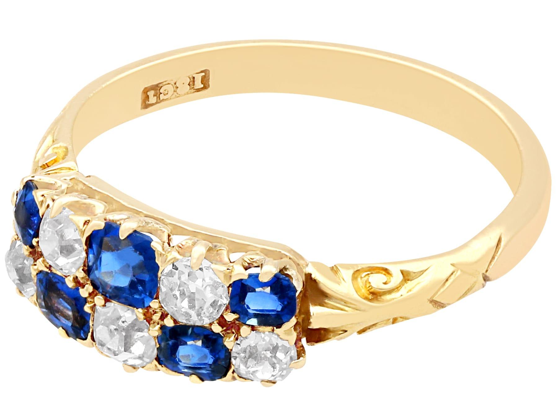 Round Cut Antique Sapphire and Diamond Yellow Gold Cocktail Ring For Sale