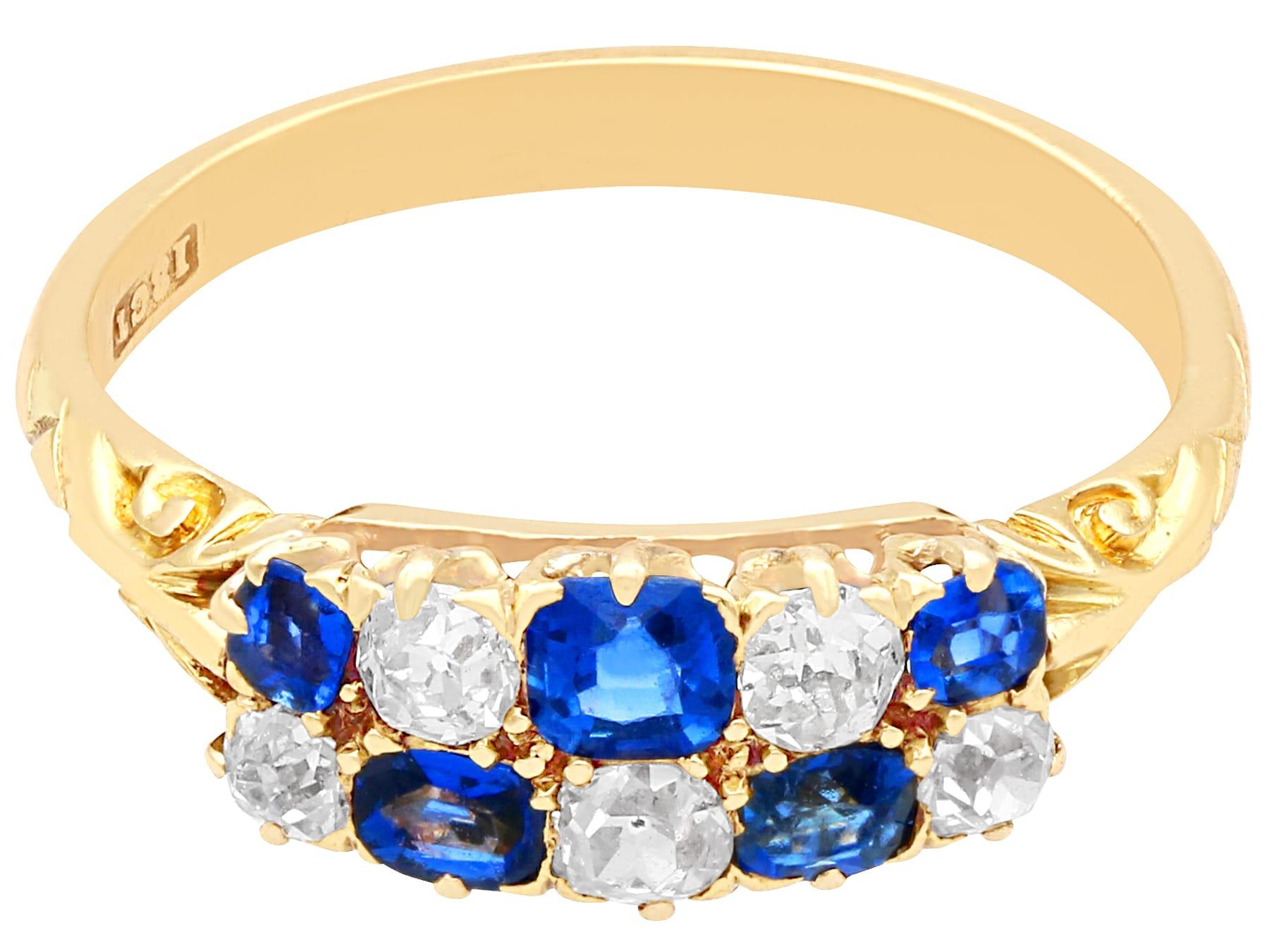 Antique Sapphire and Diamond Yellow Gold Cocktail Ring In Excellent Condition For Sale In Jesmond, Newcastle Upon Tyne