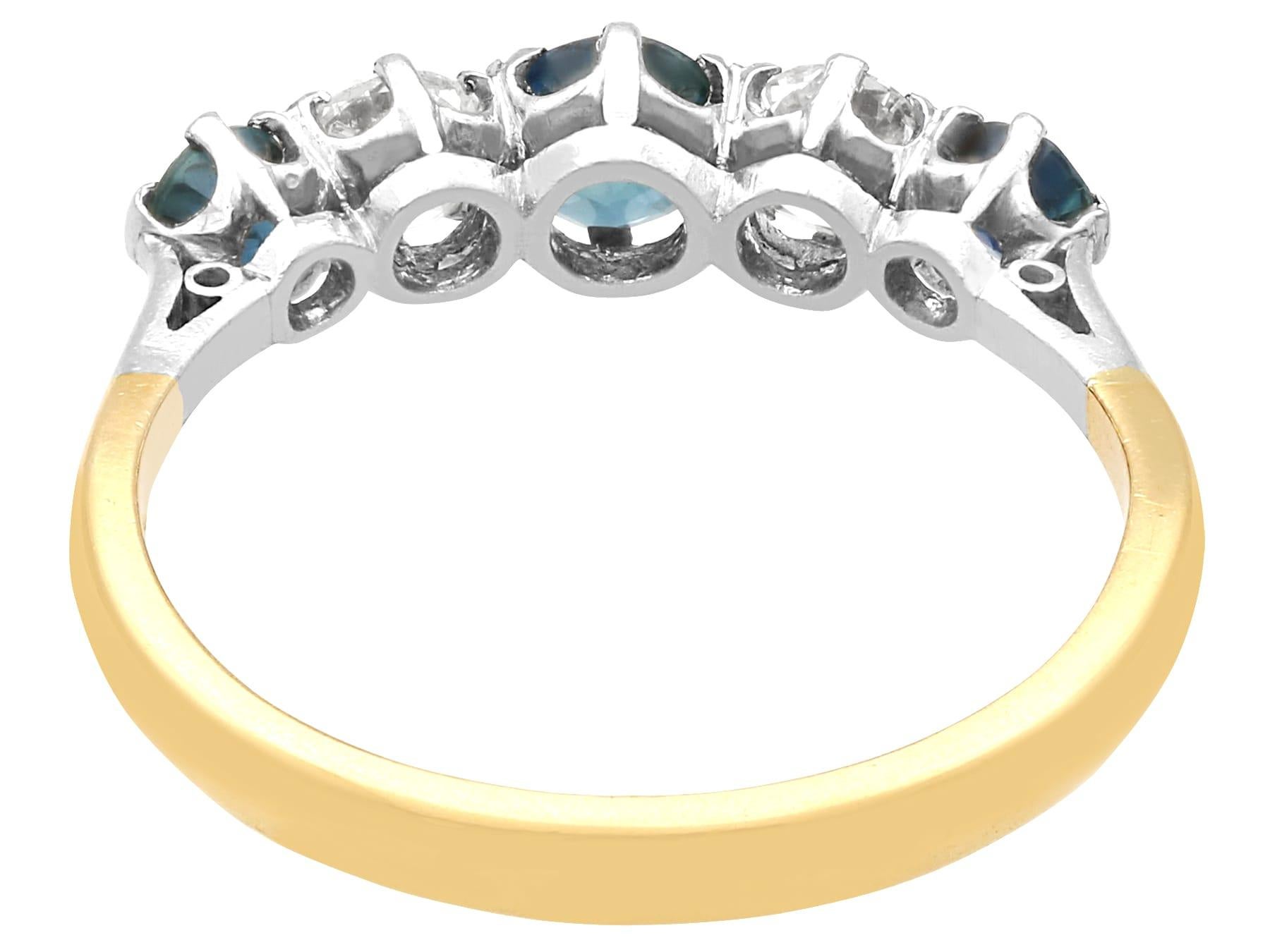 Round Cut Antique Sapphire and Diamond Yellow Gold Cocktail Ring For Sale