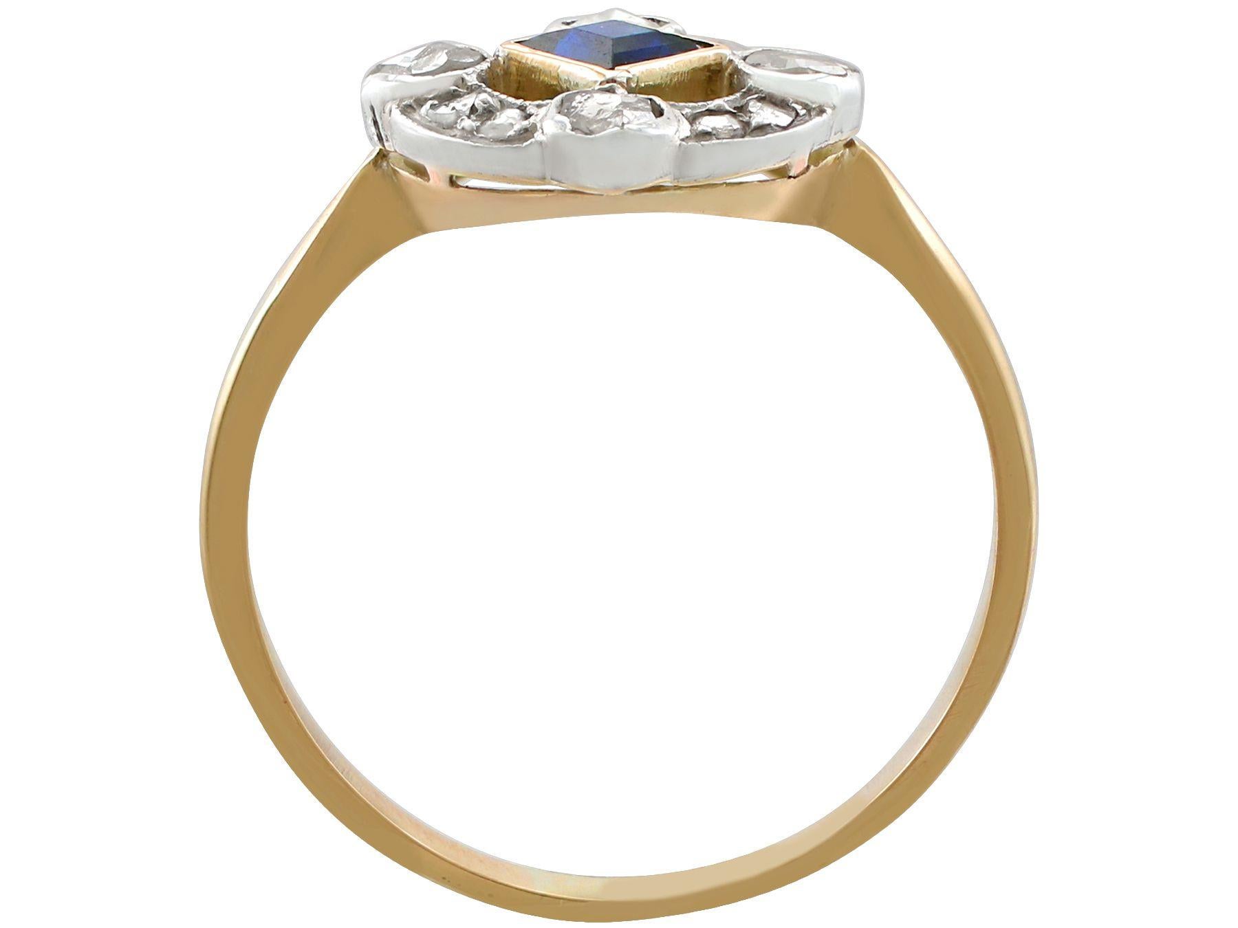 Antique Sapphire and Diamond Yellow Gold Cocktail Ring In Excellent Condition For Sale In Jesmond, Newcastle Upon Tyne