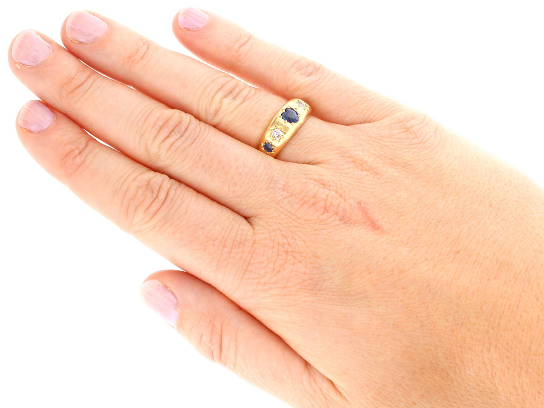 Women's Antique Sapphire and Diamond Yellow Gold Cocktail Ring
