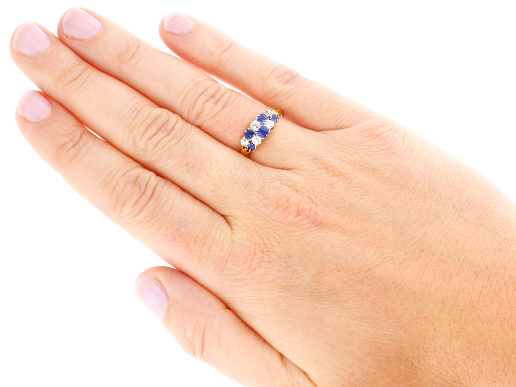Antique Sapphire and Diamond Yellow Gold Cocktail Ring For Sale 2