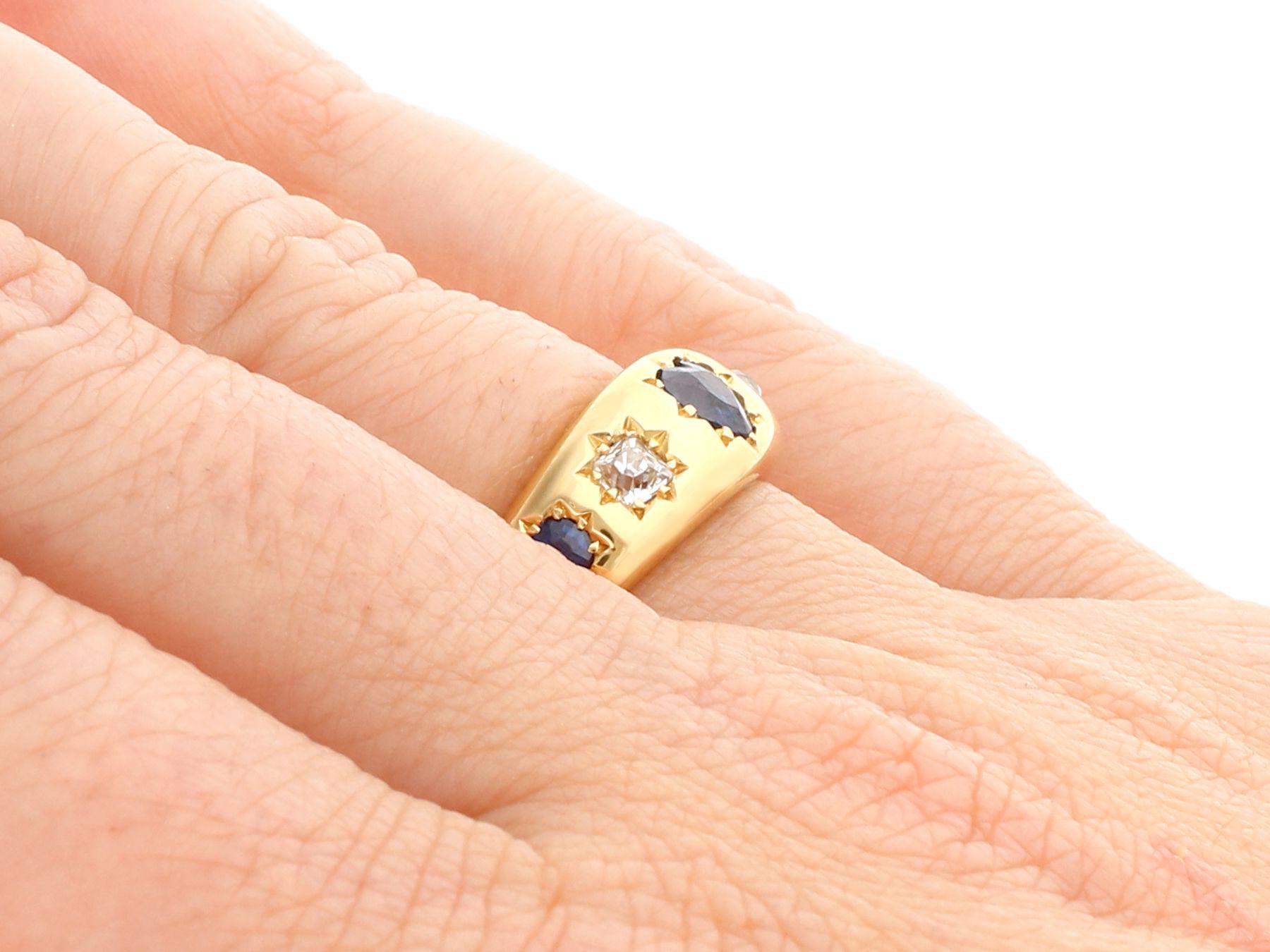 Antique Sapphire and Diamond Yellow Gold Cocktail Ring 1