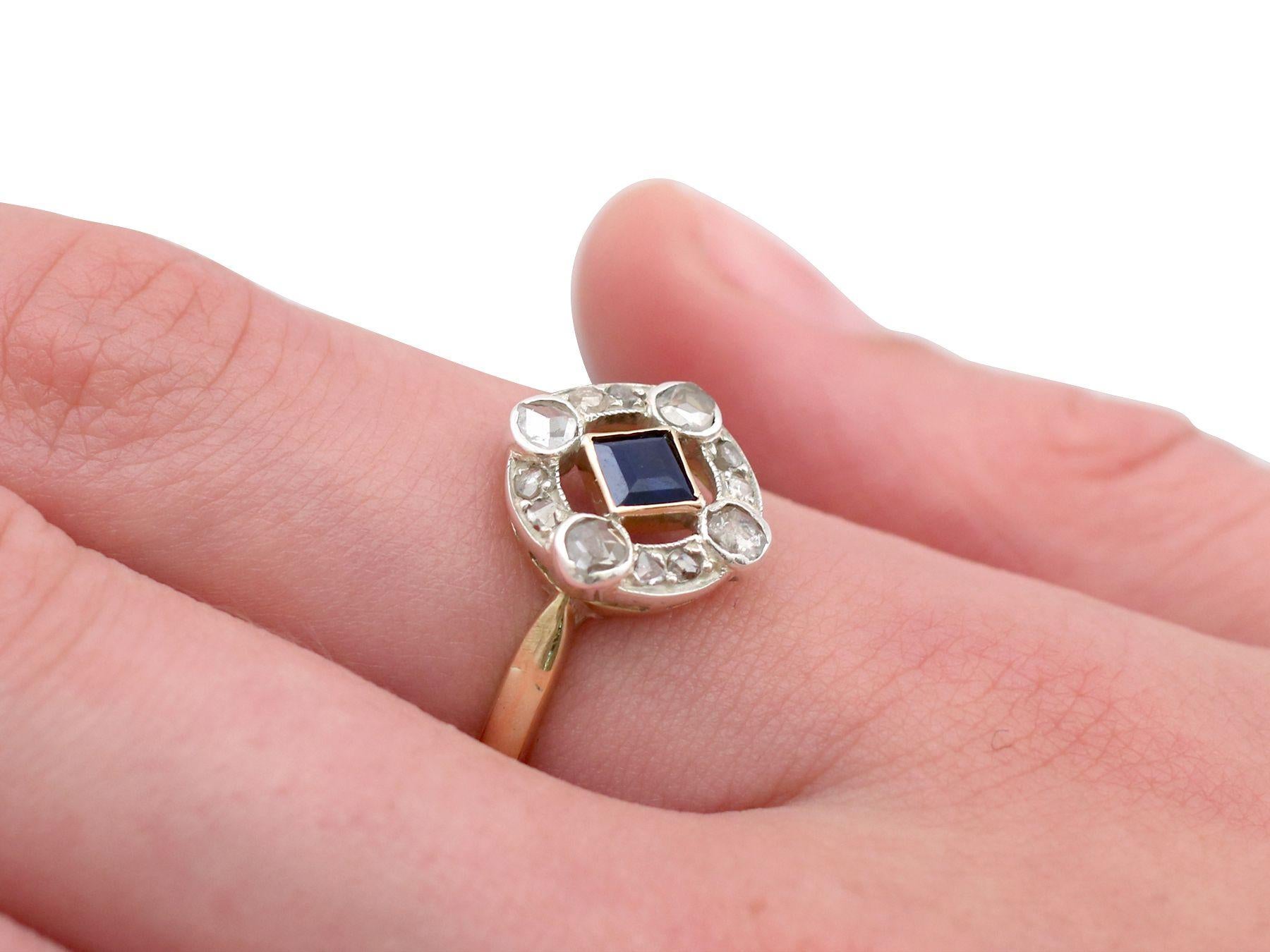 Antique Sapphire and Diamond Yellow Gold Cocktail Ring For Sale 1