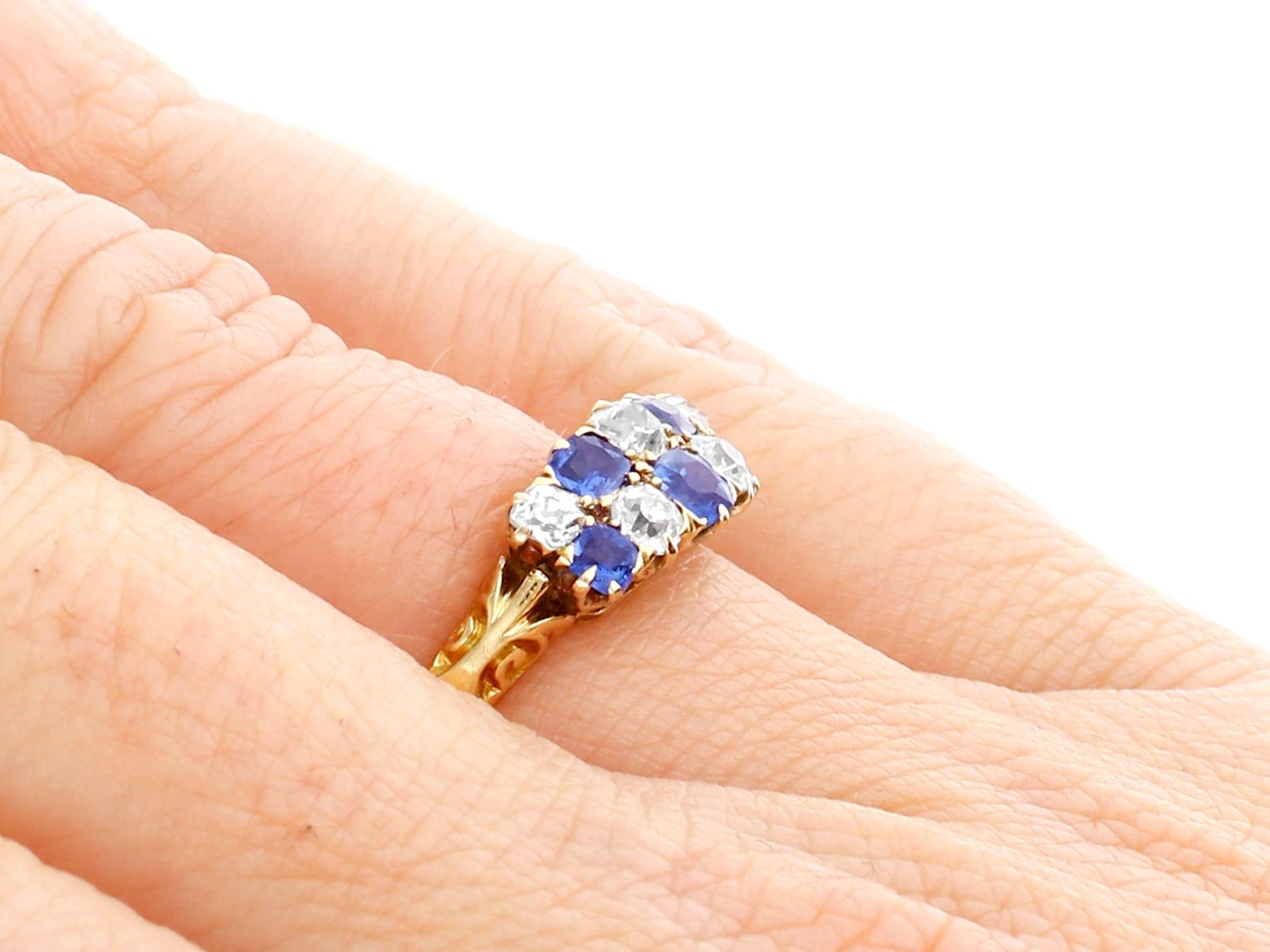 Antique Sapphire and Diamond Yellow Gold Cocktail Ring For Sale 3