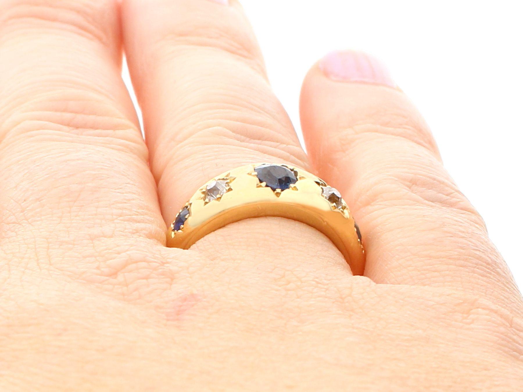 Antique Sapphire and Diamond Yellow Gold Cocktail Ring 2