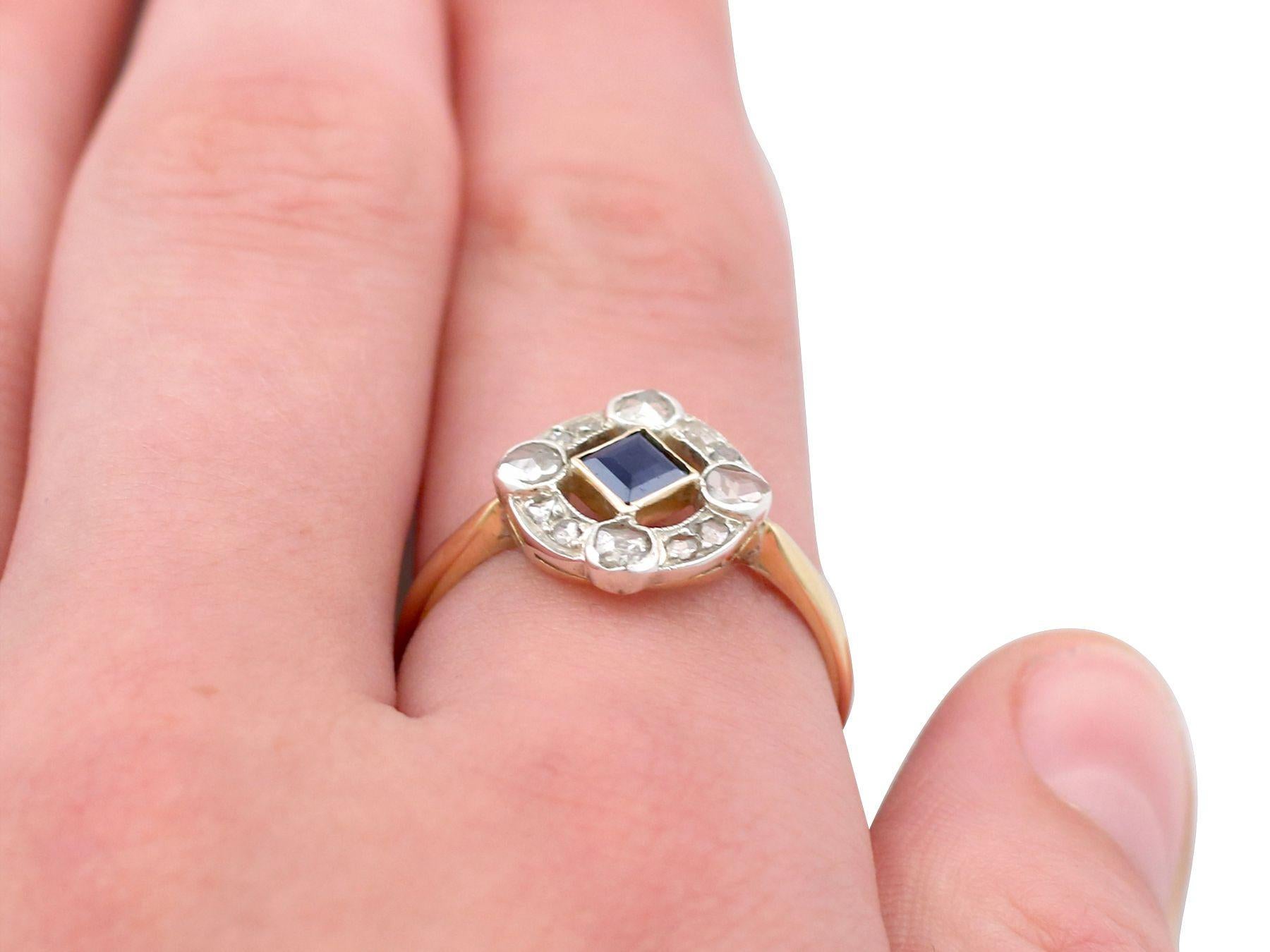 Antique Sapphire and Diamond Yellow Gold Cocktail Ring For Sale 2