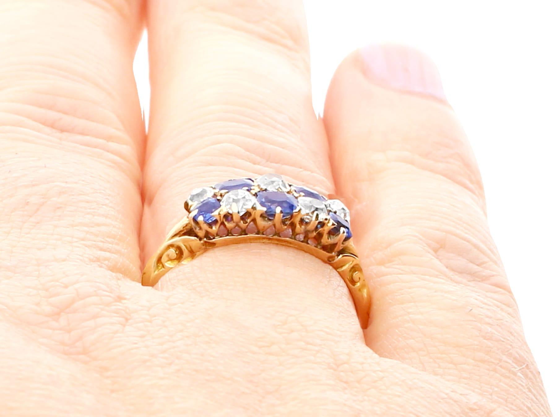 Antique Sapphire and Diamond Yellow Gold Cocktail Ring For Sale 4