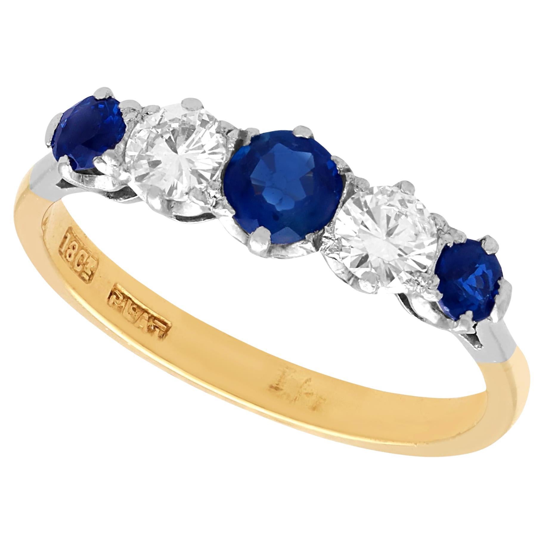 Antique Sapphire and Diamond Yellow Gold Cocktail Ring