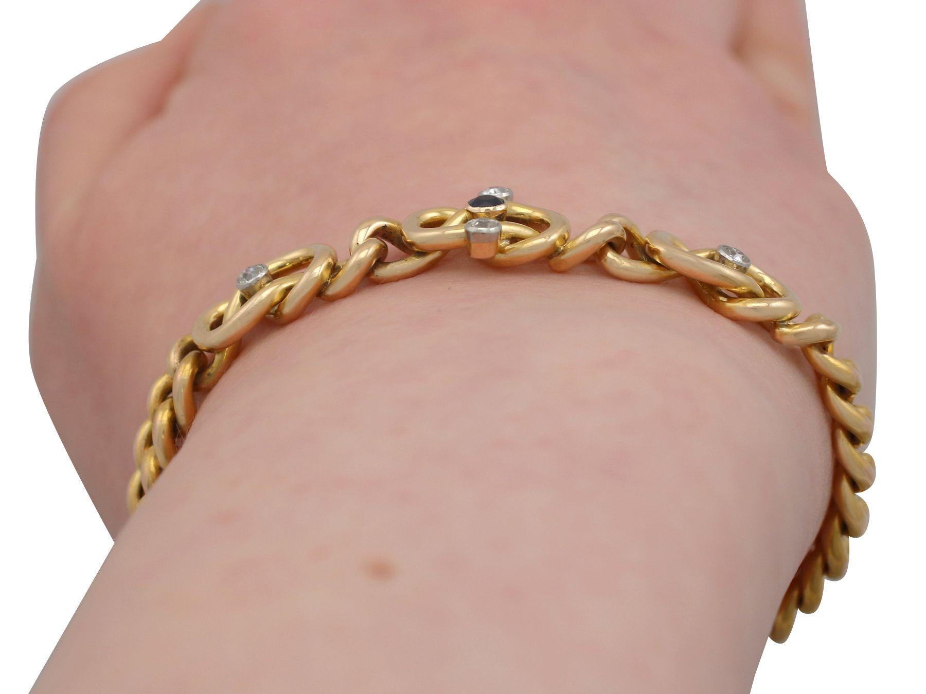 Bracelet ancien en or jaune avec saphirs et diamants en vente 6