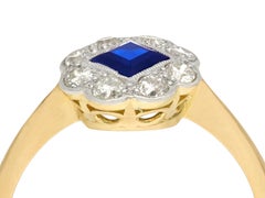 Antique Sapphire and Diamond Yellow Gold Dress Ring