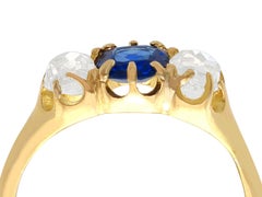 Antique Sapphire and Diamond Yellow Gold Trilogy Engagement Ring Circa 1920