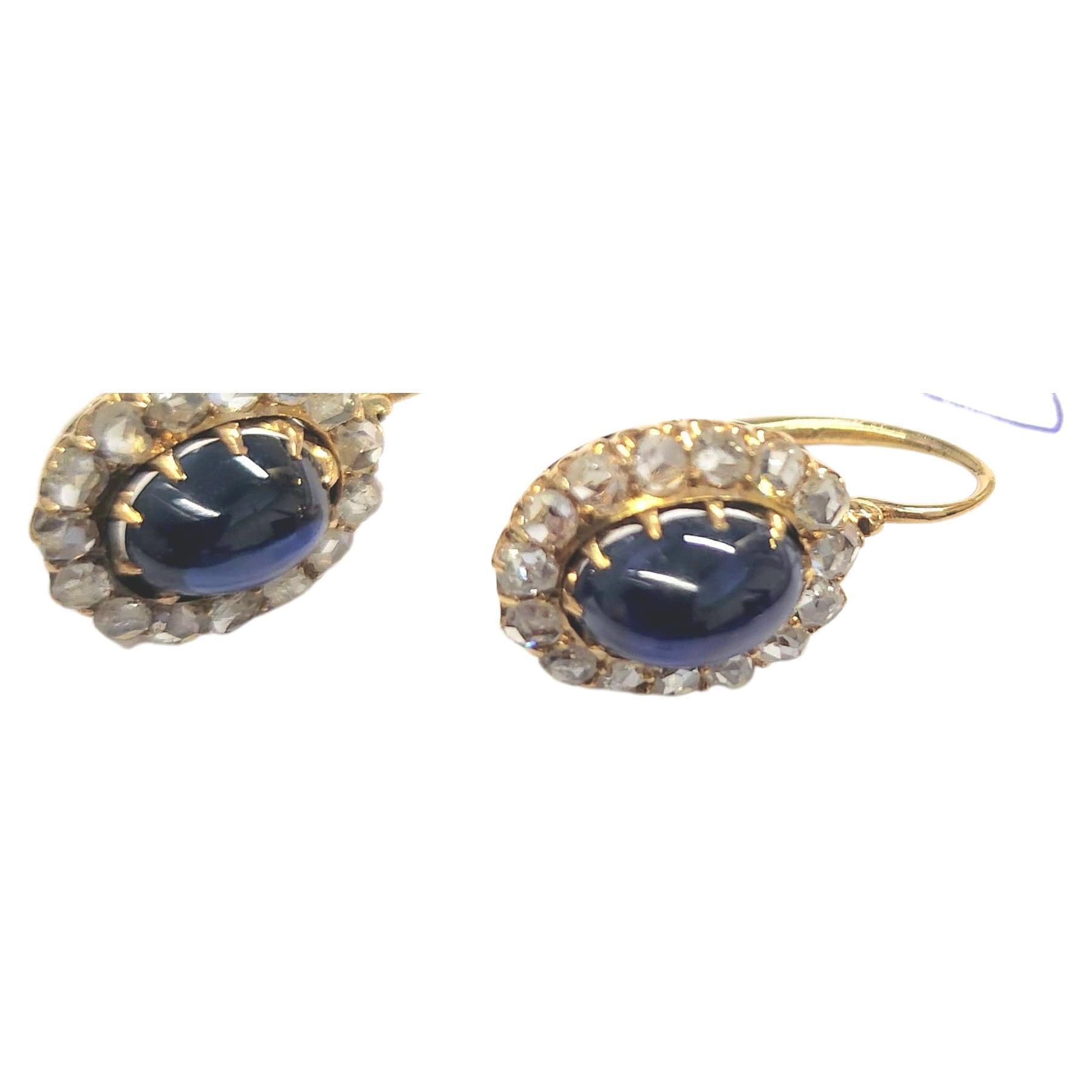 Women's Antique Sapphire and Rose Cut Diamond Earrings
