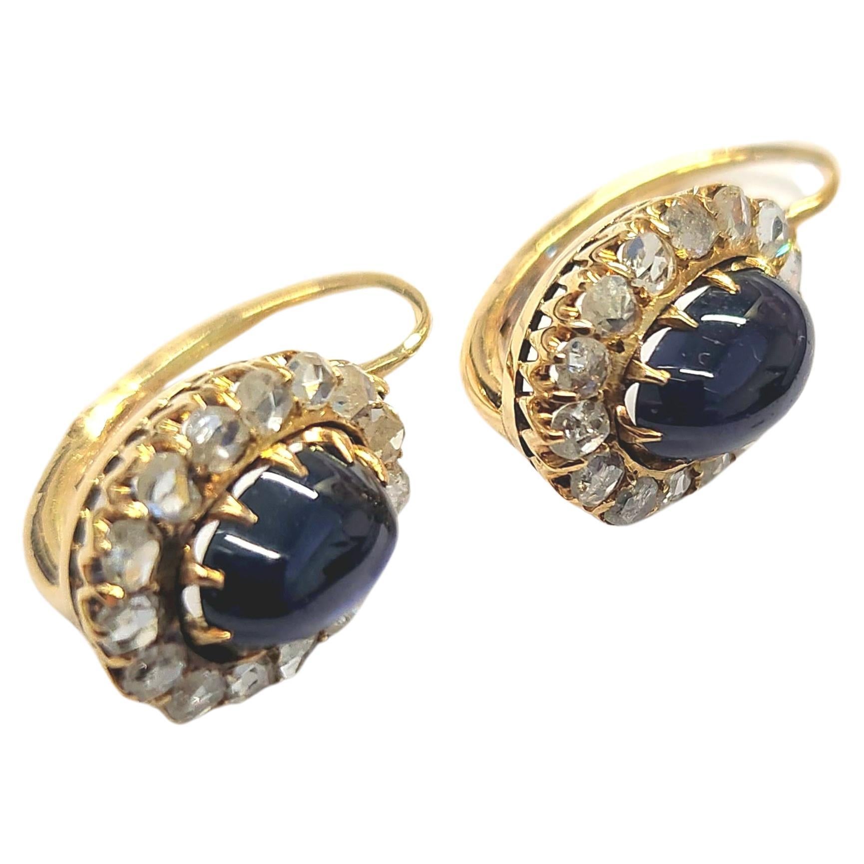 Antique Sapphire and Rose Cut Diamond Earrings 1